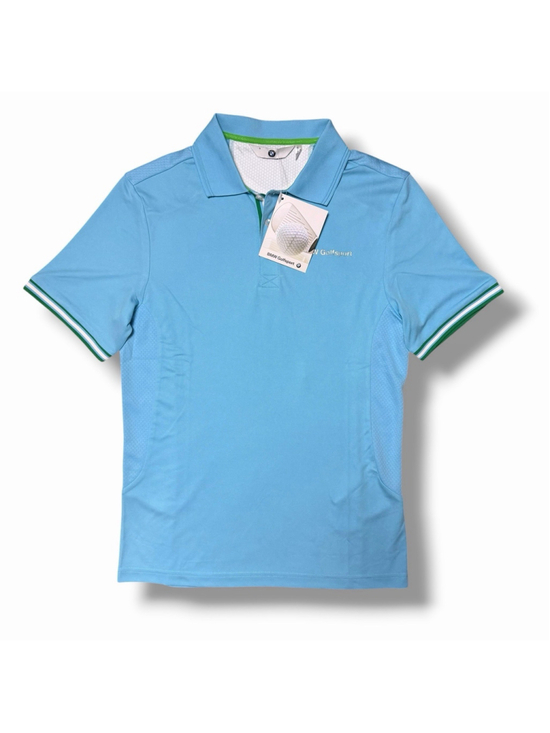 BMW Golf Sport NWT Aqua Blue Golf Tech Polo Small Performance Logo *SMALL SPOT*